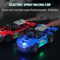 Carro de Corrida com Spray Elétrico Luzes 3D, Som Realista, Movimento Automático