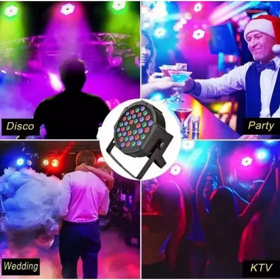 Canhão de Luz LED RGB 18/36 LEDs Profissional Luz Iluminação DJ Bivolt 50/60hz Efeitos Vibrantes para Festas e Eventos