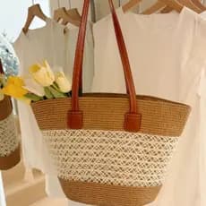 Bolsa de palha de grande capacidade para férias casuais praia portátil nova moda bolsa de ombro tecida