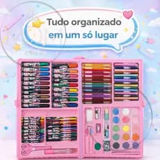 Maleta Estojo Infatil Pintura Escolar Recreação Menino Menina Com até 86 Peças