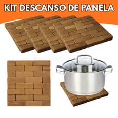 Kit Descanso de Panela em Bambu Suporte Panela Quente Proteção para Mesa Resistente Durável