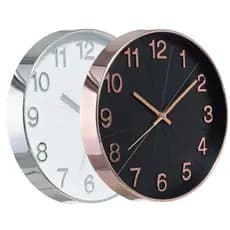 Relógio Parede Redondo 30cm Grande Metálico Branco Preto Sala Cozinha Decorativo e Silencioso