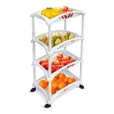 Fruteira De Chão De Plástico Multiuso Branco 4 Níveis Empilhável Organizador Vertical