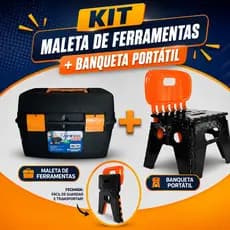 Kit Maleta de Ferramentas New Box + Banqueta Portátil Dobrável Reforçada Multiuso Resistente