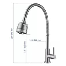 Doan Torneira Flexível de Mesa Gourmet Giratória Aço Inox Cozinha NOX06