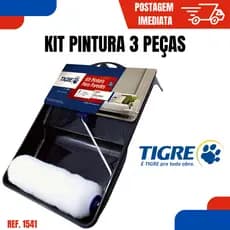 Kit Pintura Tigre 3 Peças Profissional Rolo Suporte Bandeja Parede 1541