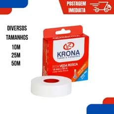 Fita Veda Rosca Krona Cano Hidráulica Vedação 18mm x 10M, 25M OU 50M