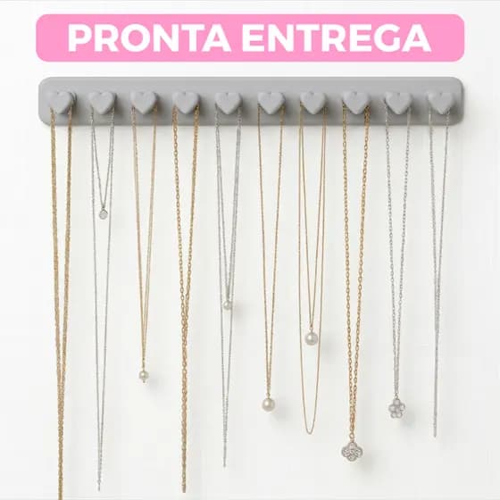 Organizador de Joias Porta Bijuterias Coração Pendurar Parede Suporte Colares e Pulseiras Gancho