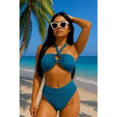Bikini feminino tomara que caia possui bojo calcinha hot peint forrado moda praia e piscina