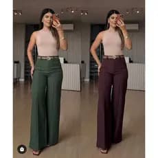 Calça Social Feminina Pantalona tecido Alfaiataria Com Cinto Moda Zr Luxo Elegância  Social
