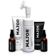 Kit Skincare Premium Espuma Massageadora+Esfoliante Facial+Hidratante Facial+Sérum Antiacne+Sérum Antioliosidade - Major