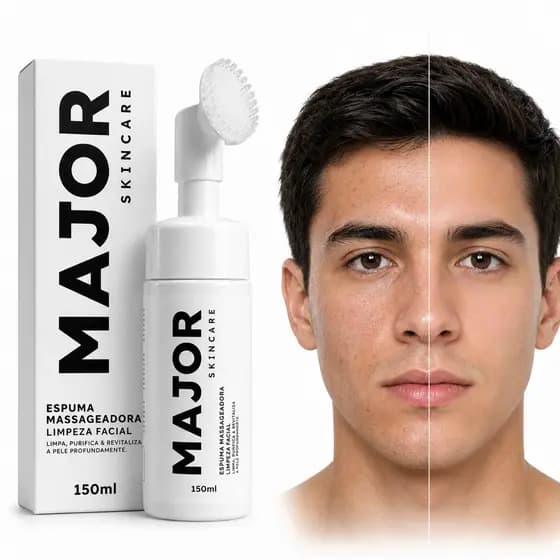 Espuma Limpeza Profunda Facial Com Escova Massageadora - Major