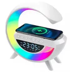Relógio Despertador Digital com Carregamento Sem Fio – Luminária LED RGB Moderna para Mesa e Quarto