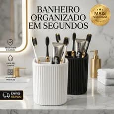 Organizador Porta Escova e Pasta de Dente com Divisórias Compacto Moderno