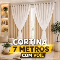 Cortina MADRI LUXO 7,00 X 2,50 com Voil - Decoração Perfeita p/ Sala, Quarto, Escritório, Janela