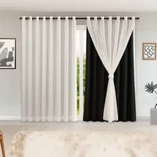 Cortina MADRI LUXO 3,00 X 2,50 Voil Branco - Decoração Perfeita p/ Sala, Quarto, Escritório, Janela