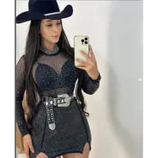Body Sensual Sem Mangas Strass + Calça Legging com Abertura Removível