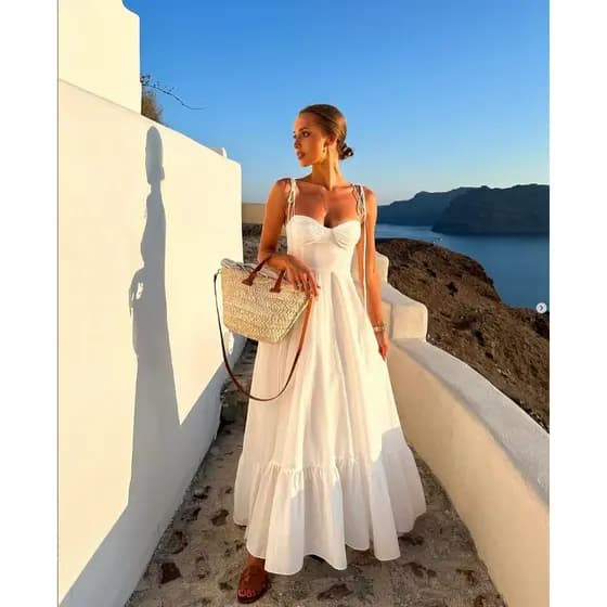 Vestido Longo com Alça Canelada, Sem Costas, Franzido e Justo ao Corpo