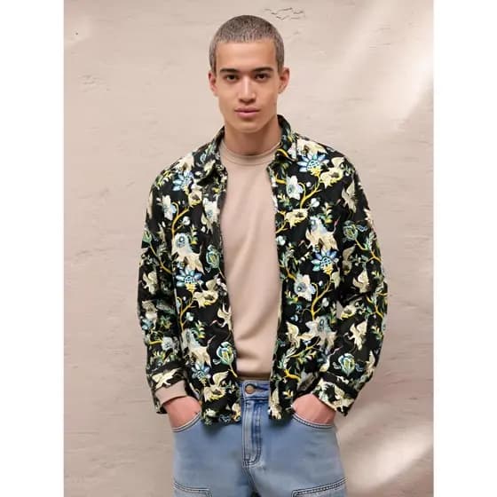 MIVADA Camisa masculina preta vintage casual