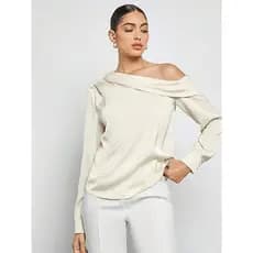 Blusa Feminina Casual para o Trabalho Assimétrica e Lisa