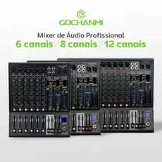 Mesa de Som Gochanmi NX1200/NX800/NX600, 12 Canais/8 Canais/6 Canais  DJ Mixer Bluetooth, 48V DSP, 99 Efeitos 110v/220v