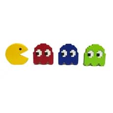 Kit Pac Man Fantasminhas 4 Peças Decoração 3D Quarto Sala Nostalgico