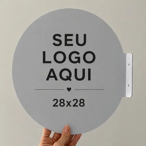 Placa Personalizada Redonda Logo Dupla Face Uso Externo