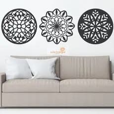 Quadro Trio Mandalas Decorativo Para Parede Elegante Moderno