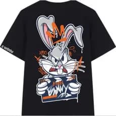 Camisa Oversized Infantil menino e menina Looney tunes 100% Algodão Pernalonga tamanho do 2 ao 16