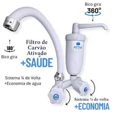 Torneira com Filtro Ativi Filtro C50 – Bica Giratória – Design Moderno para Cozinha