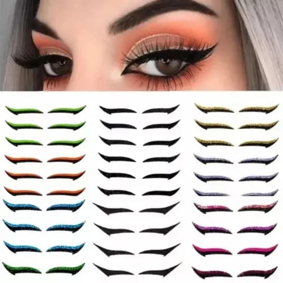 Adesivo delineador com lantejoulas adesivo de sombra para os olhos pó de glitter pérola10/15/20pares