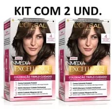 KIT COM 2 Tintura Creme Imédia Excellence L'oréal Castanho Natural 4