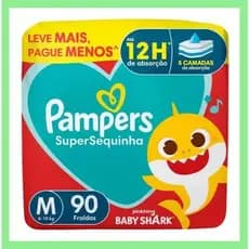 Fralda Pampers M com 90 Unidades Supersequinha 6 a 10kg Super Absorção, Antivazamento