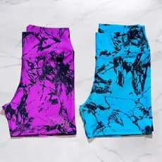 Kit 2 Short Fitness Marmorizado Roupa Academia Cintura Alta Feminino Tie Dye Zero Transparencia