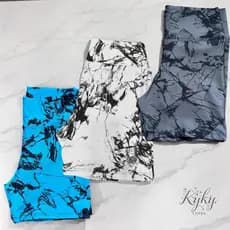 Kit 3 Short Marmorizado Roupa Academia Fitness Cintura Alta Feminino Tie Dye Zero Transparencia Berm