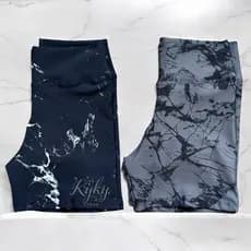 Kit 2 Shorts Fitness Marmorizado Roupa Academia Cintura Alta Feminino Tie Dye Zero Transparencia