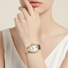 Relógio Cobra Feminino Elegante De Aço-Design Retrô Fino