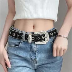Cinto De Cintura Brilhante Luxurioso Com Fivela De Pino