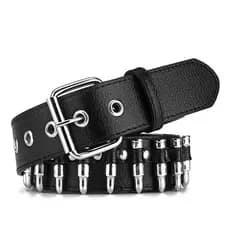 Cinto Com Rebites Tipo Bala De Couro Para Punk Rock Jeans