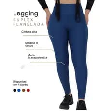 calça Legging Flanelada Feminina Térmica Peluciada Cintura Alta