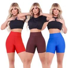 Kit 3 Shorts Bermuda Feminina Fitness Academia Anti-Odor e Anti-Suor Sem Transparência Empina Bumbum