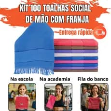Kit 100 Toalhas Social de Boca Com Franja para Bordar Felpudas Alta absorção Escolar Lavabo