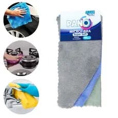 Kit 3 unidades Pano Microfibra Super Soft Sortido para limpeza geral limpa vidro automotivo
