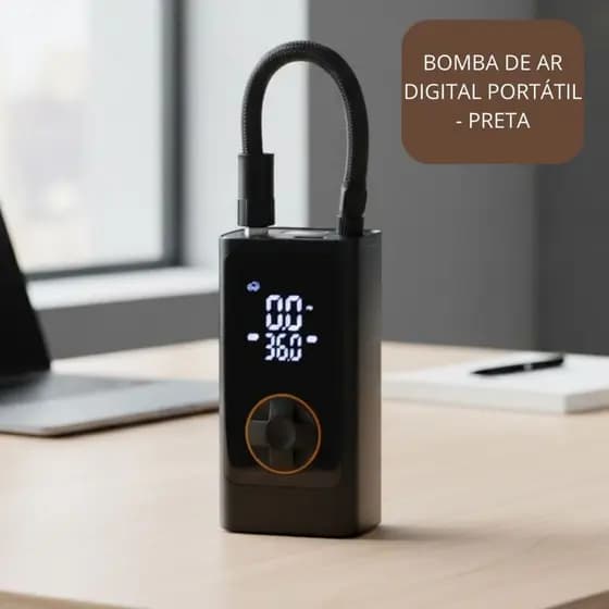 Bomba de Ar Digital Portátil Inflador compacto Recarregável Alta Pressão  Pneu  Carro Moto Bike Bola - Preta
