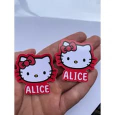 Apliques/Tags Personalizadas Hello Kitty Vermelha