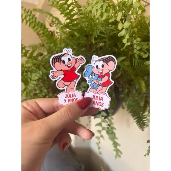 Aplique/ Tubete Personalizado Mônica/ Turma da Mônica Festa Infantil Menina