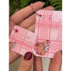 Kit Chaveiro Escolar Personalizado Capivara| 4 Unidades | Identificação Escolar - Todos os Temas