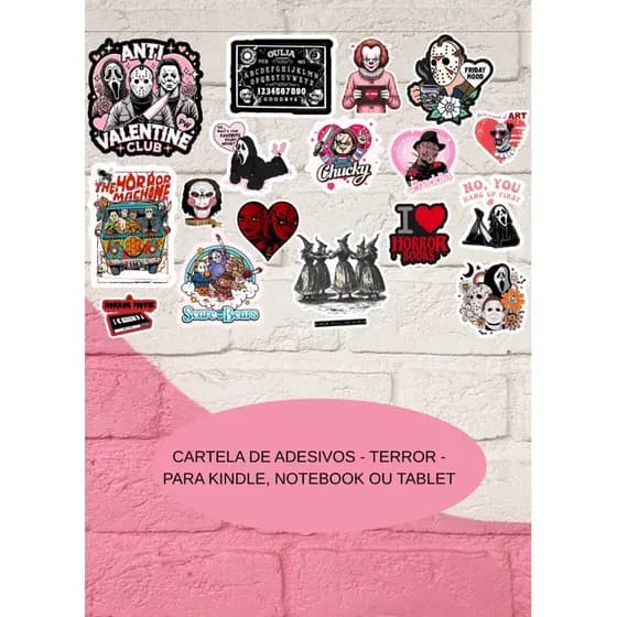 Adesivos/Stickers Fãs de Terror Para Kindle, Notebooks, Tablet, Cadernos ou Planners