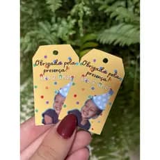 Tag Lembrancinha Com Foto do bebê Personalizada - Obrigada Pela Presença - Festa Infantil - Lembrancinha