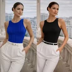 Body Feminino Body Ribana prime Canelado com Bojo Confortável